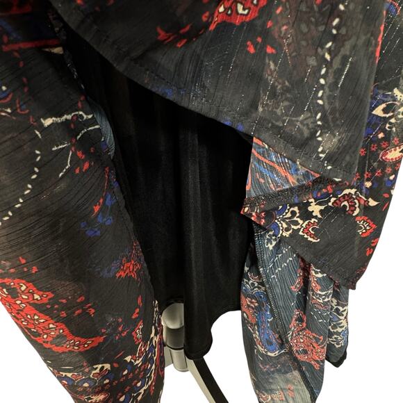 Reba Medium Midi Dress Paisley Long Balloon Sleeve Embroidered Lined Tasseled - Picture 6 of 12